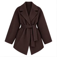 Gloria | Women's Belted Open Front Wrap Coat Jacket — front