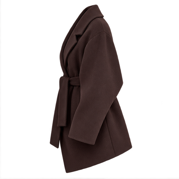 Gloria | Women's Belted Open Front Wrap Coat Jacket — side