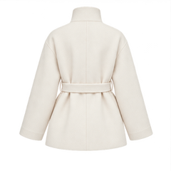 Pearl | Women's Belted High Neck Wrap Jacket Coat — back
