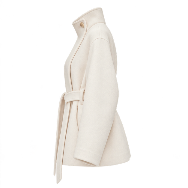 Pearl | Women's Belted High Neck Wrap Jacket Coat — side