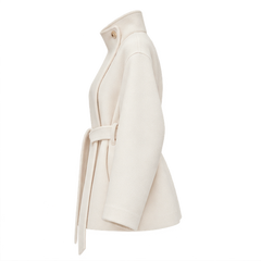 Pearl | Women's Belted High Neck Wrap Jacket Coat — side