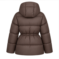 Brandi | Women's Drawstring Waist Zip Hooded Puffer Jacket — back