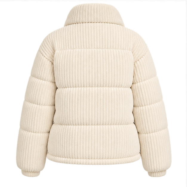Gisella | Women's Zip Front Long Sleeve Corduroy Puffer Jacket — back