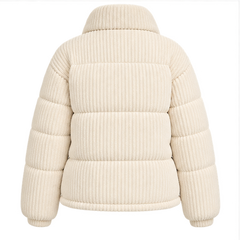 Gisella | Women's Zip Front Long Sleeve Corduroy Puffer Jacket — back