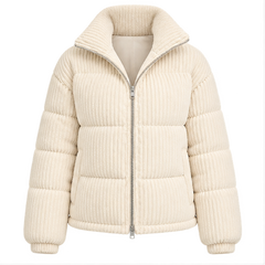 Gisella | Women's Zip Front Long Sleeve Corduroy Puffer Jacket — front