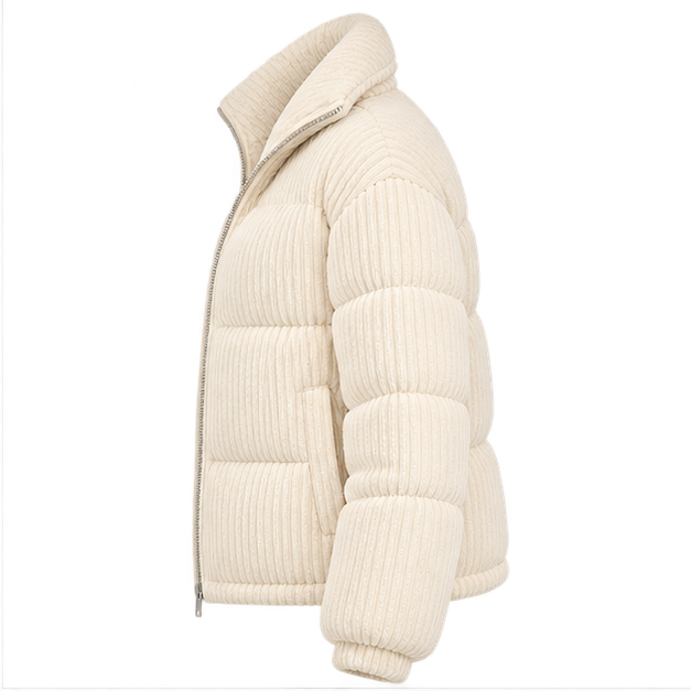 Gisella | Women's Zip Front Long Sleeve Corduroy Puffer Jacket — side
