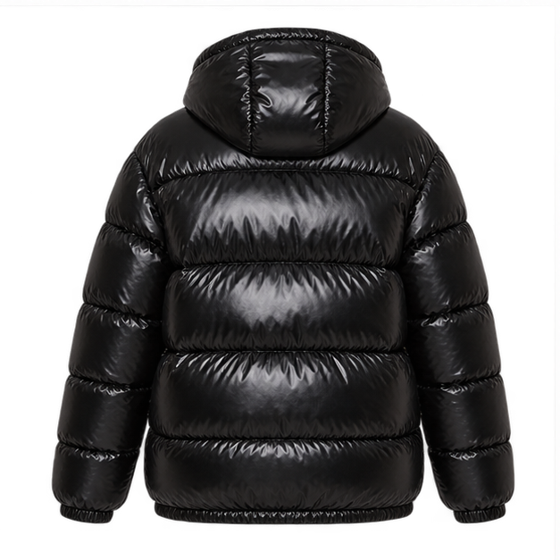 Zahara | Women's Zip Front Long Sleeve Glossy Puffer Jacket — back