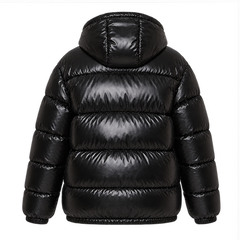 Zahara | Women's Zip Front Long Sleeve Glossy Puffer Jacket — back
