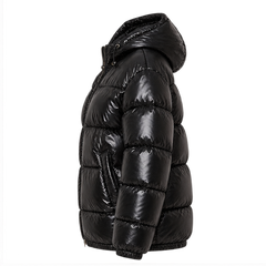 Zahara | Women's Zip Front Long Sleeve Glossy Puffer Jacket — side