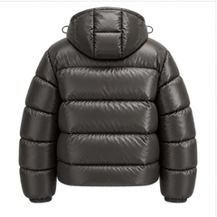 Oriana | Women's Zip Front Long Sleeve Pockets Glossy Puffer Jacket — back