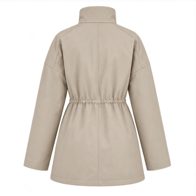 Viera | Women's Casual High Collar Drawstring Utility Jacket — back