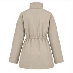 Viera | Women's Casual High Collar Drawstring Utility Jacket — back