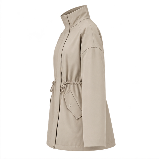 Viera | Women's Casual High Collar Drawstring Utility Jacket — side