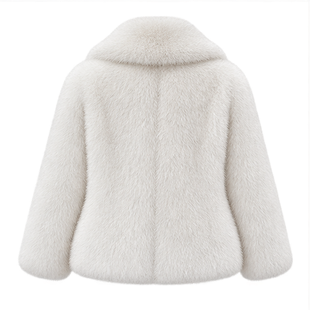 Zosia | Women's Oversized Shawl Collar Long Sleeve Open Front Plush Winter Coat — back