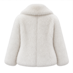 Zosia | Women's Oversized Shawl Collar Long Sleeve Open Front Plush Winter Coat — back