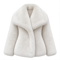 Zosia | Women's Oversized Shawl Collar Long Sleeve Open Front Plush Winter Coat — front