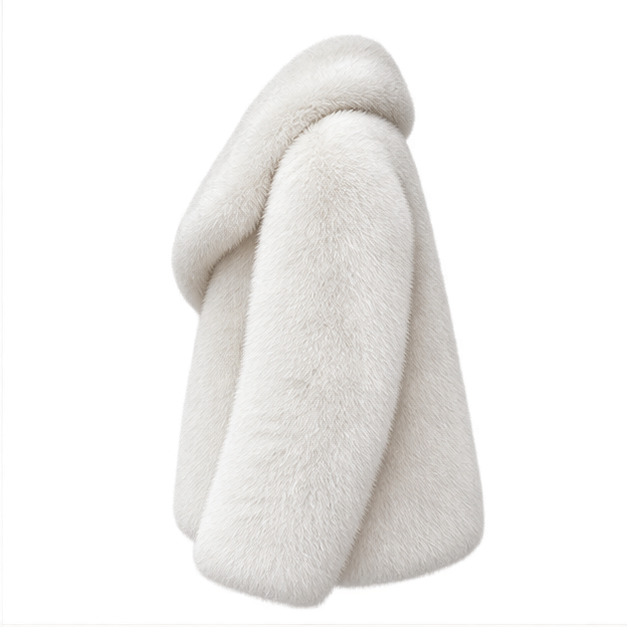 Zosia | Women's Oversized Shawl Collar Long Sleeve Open Front Plush Winter Coat — side