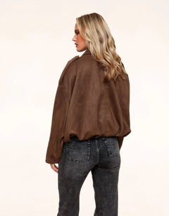 Bomber in camoscio marrone scuro — immagine 2