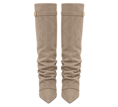 Stivali Lavista arricciati Beige, vista frontal |oriona-color:Beige|