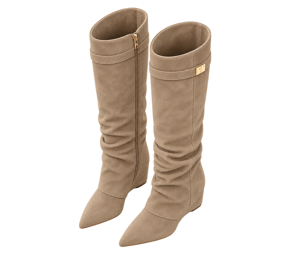 Stivali Lavista arricciati Beige, vista superior |oriona-color:Beige|