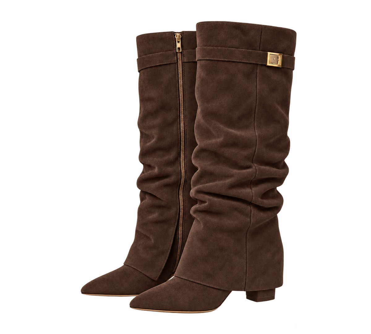 Stivali Lavista arricciati Marrone scuro, vista 3-quartos |oriona-color:Marrone scuro|
