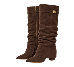 Stivali Lavista arricciati Marrone scuro, vista 3-quartos |oriona-color:Marrone scuro|