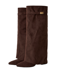 Stivali Lavista in camoscio marrone scuro, coppia vista tre quarti |oriona-color:Marrone scuro|