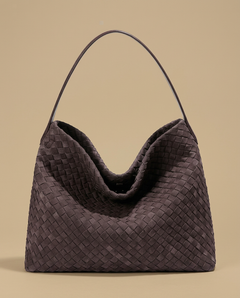 Woven Suede-Effect Hobo Bag |oriona-color:Dark Purple|