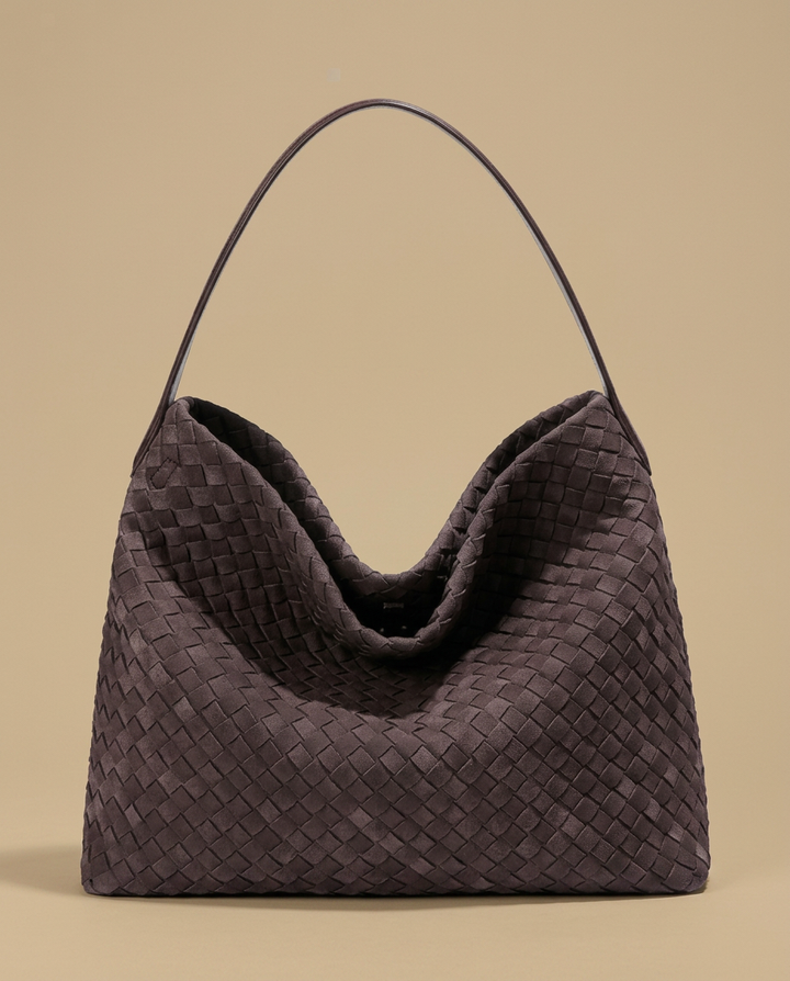 Woven Suede-Effect Hobo Bag — Dark Purple