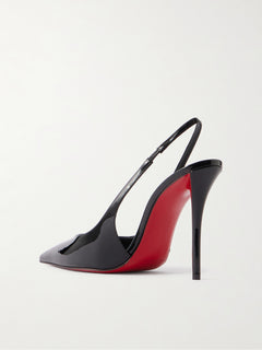 Miss Z 100 patent-leather slingback pumps — Black — 3