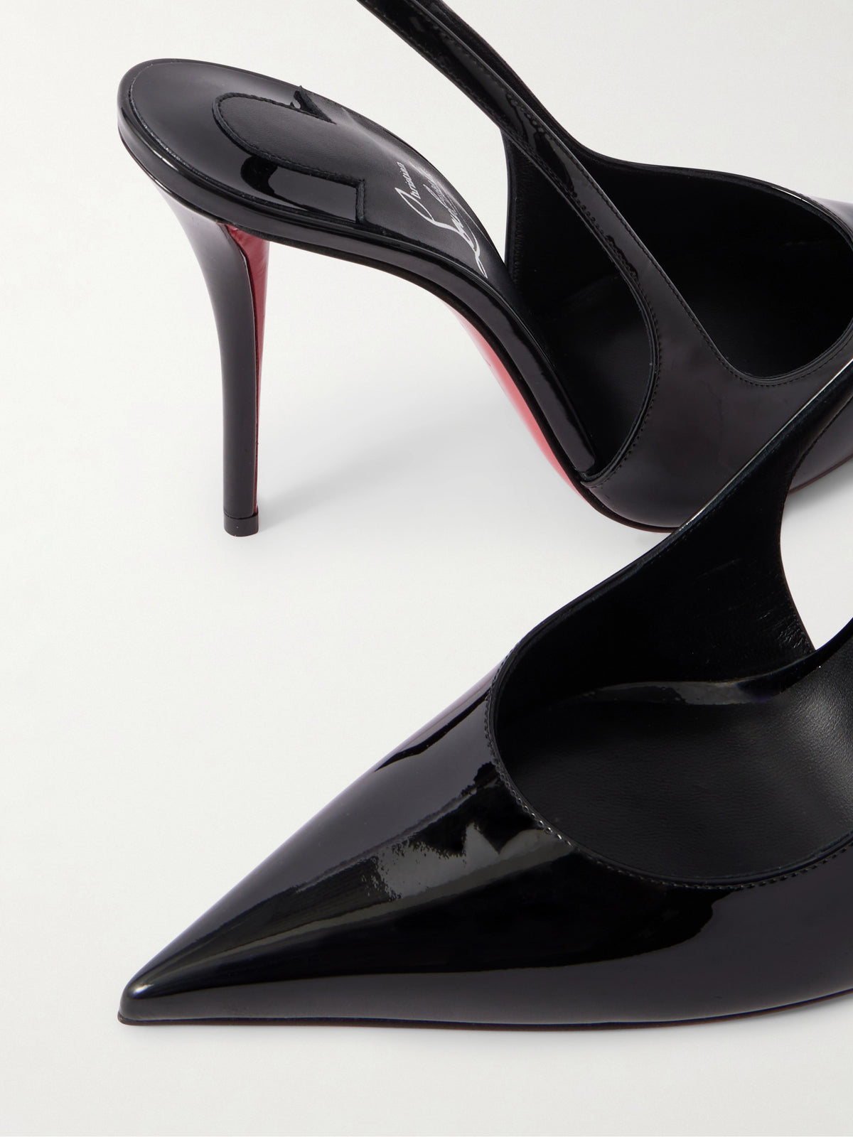 Miss Z 100 patent-leather slingback pumps — Black — 5