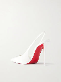 Miss Z 100 patent-leather slingback pumps — White — 3