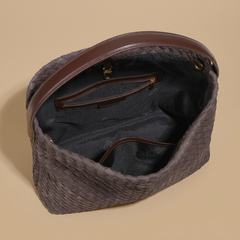 Woven Suede-Effect Hobo Bag |oriona-color:Dark Purple|