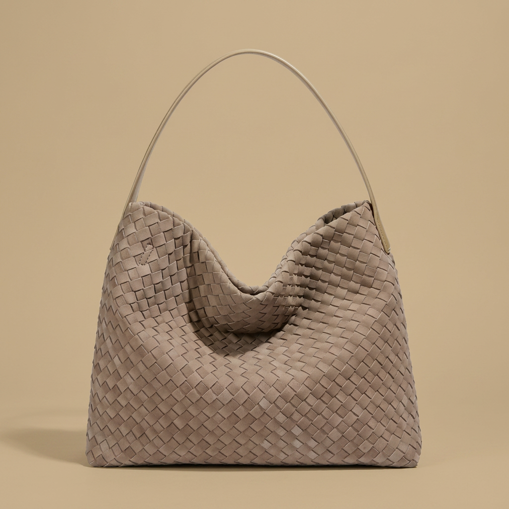 Woven Suede-Effect Hobo Bag |oriona-color:Tan|