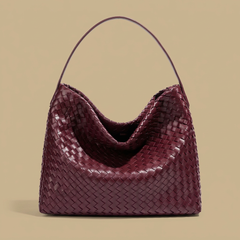Woven Suede-Effect Hobo Bag |oriona-color:Burgundy|