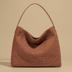 Woven Suede-Effect Hobo Bag |oriona-color:Burnt Orange|