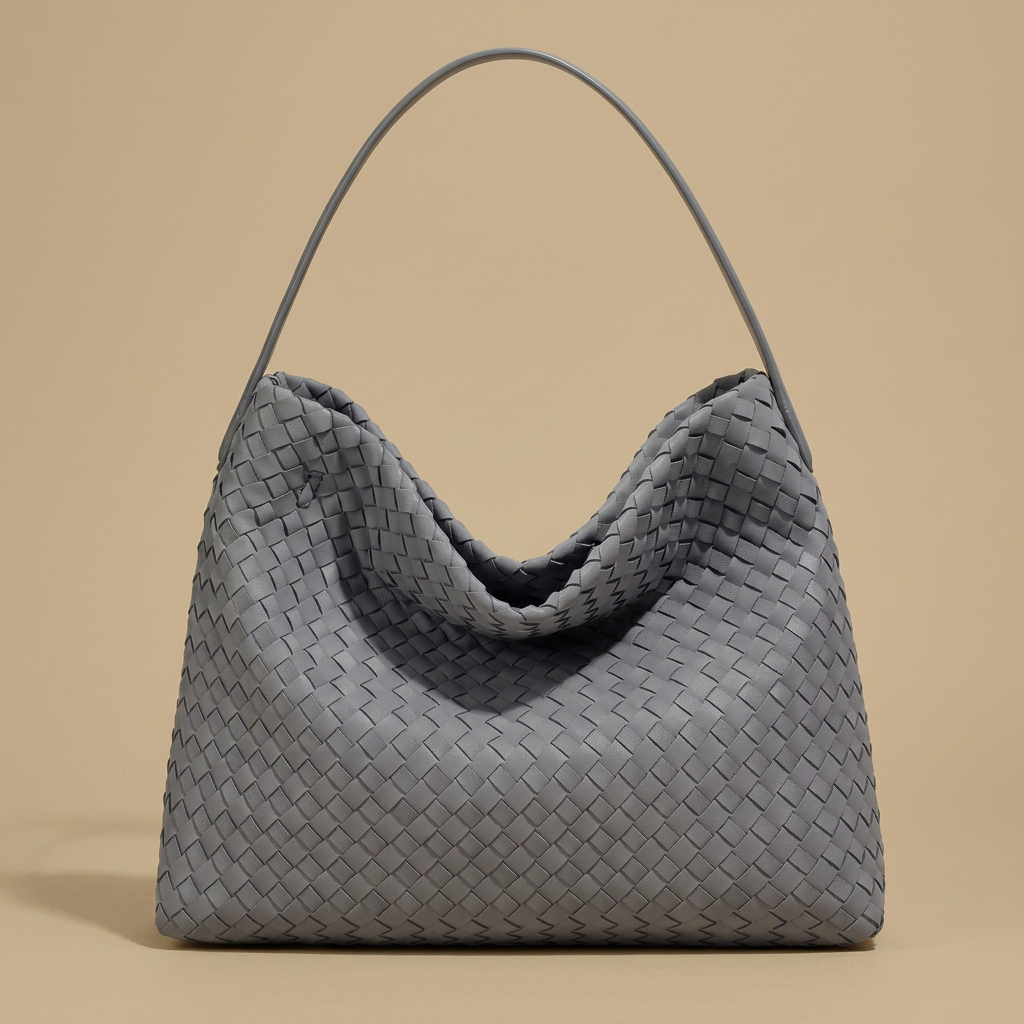 Woven Suede-Effect Hobo Bag |oriona-color:Grey|