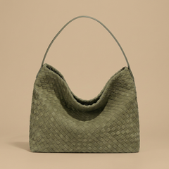 Woven Suede-Effect Hobo Bag |oriona-color:Olive Green|