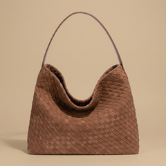 Woven Suede-Effect Hobo Bag |oriona-color:Brown|