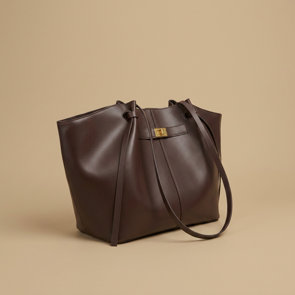 Large Tote Bag with Side Panels |oriona-color:Coffee|