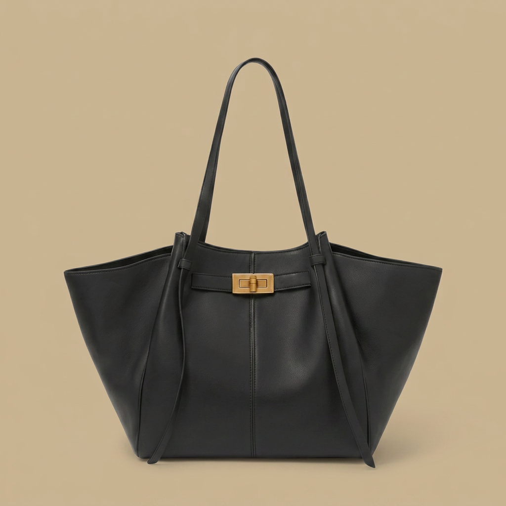 Large Tote Bag with Side Panels |oriona-color:Black|