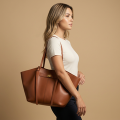 Large Tote Bag with Side Panels |oriona-color:Brown|
