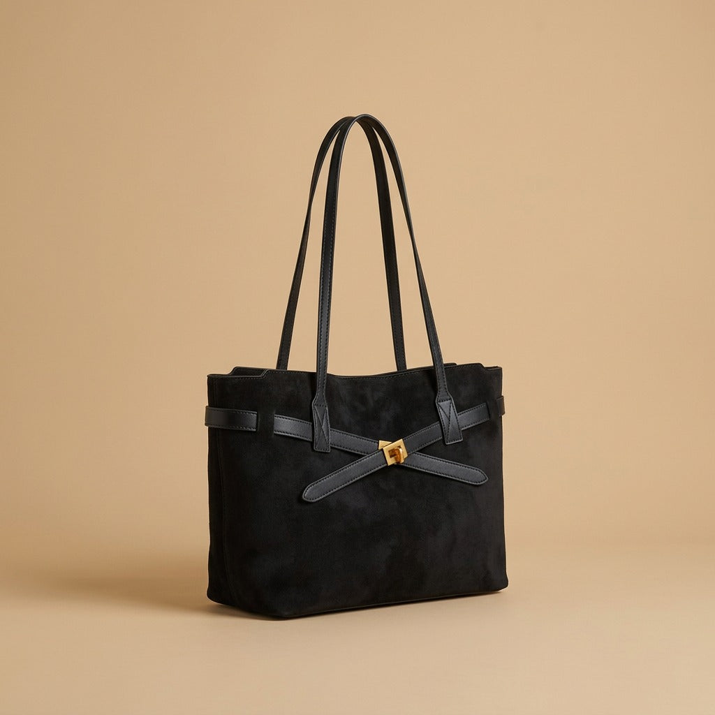 Gold-Tone Buckle Tote Bag |oriona-color:Black|