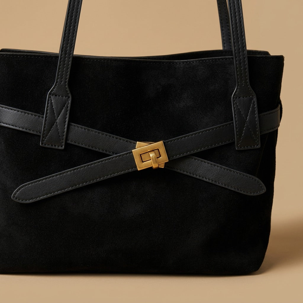 Gold-Tone Buckle Tote Bag |oriona-color:Black|