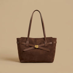 Gold-Tone Buckle Tote Bag |oriona-color:Coffee|
