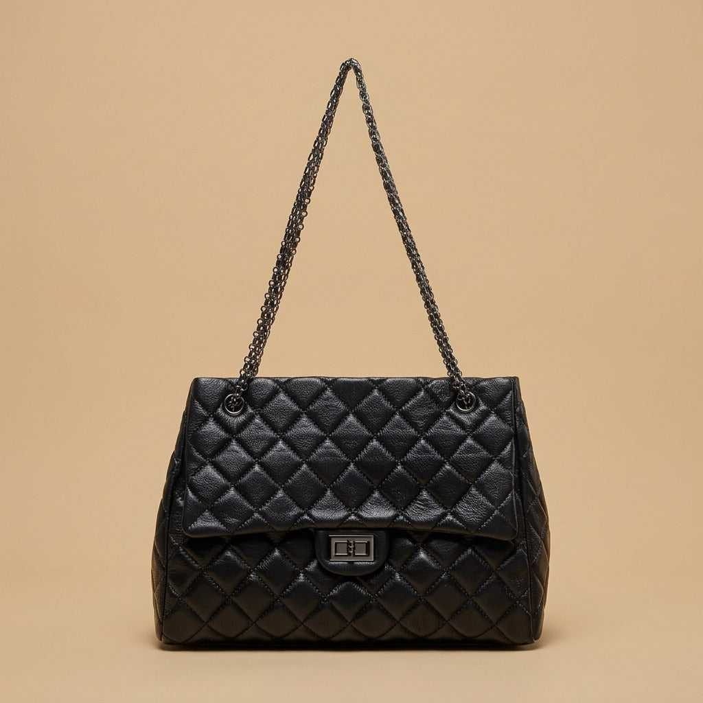 Quilted Chain Shoulder Bag |oriona-color:Black|