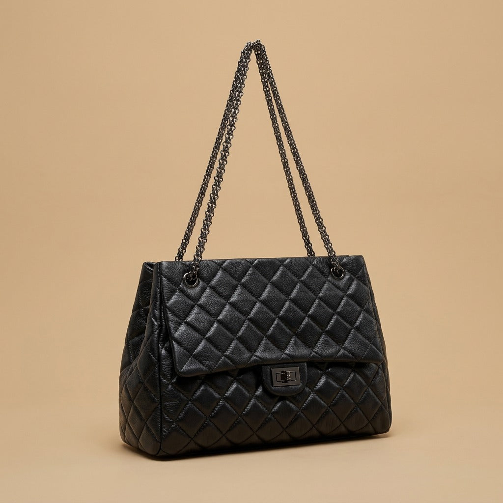 Quilted Chain Shoulder Bag |oriona-color:Black|