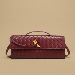 Woven Clutch Bag with Shoulder Strap |oriona-color:Red|