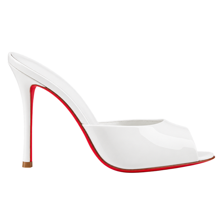 Poppy Peep-Toe Mules - White - side view