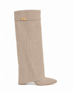 Stivali Lavista in camoscio con gambale dritto Beige - stivale su fondo bianco |oriona-color:Beige|